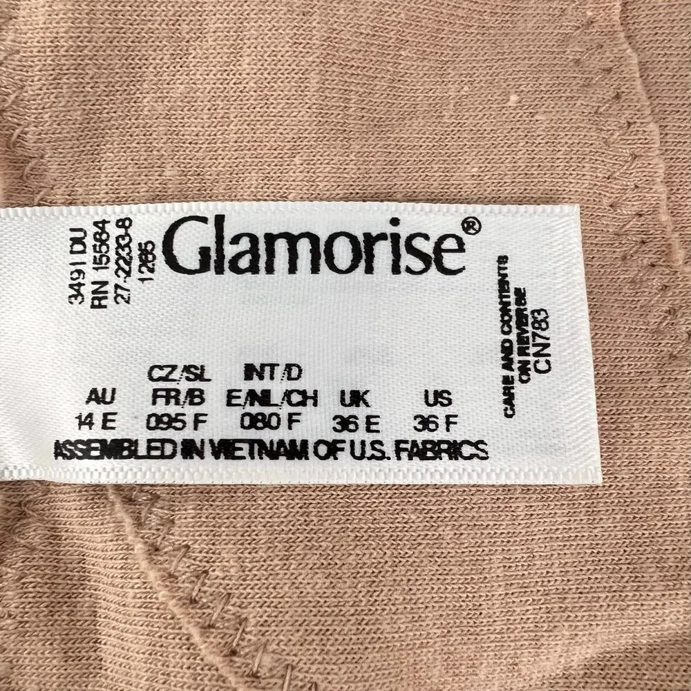 Glamorise Cafe MagicLift Posture‎ Back Support Bra size 36DDD Wire free 1265